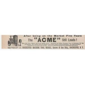VTG Acme Automatic Safety Oil Engine Stationary Rochester NY - 1892 Print Ad